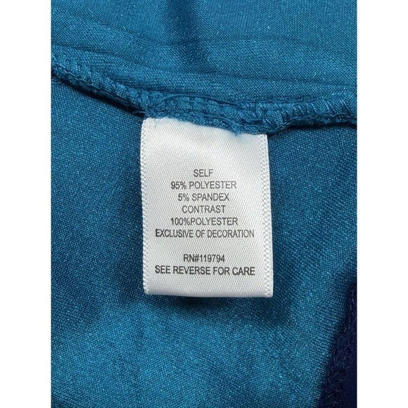 One World Top Womens 1X Blue Green Paisley Velour Tunic Boho Hippie Stretch - Picture 7 of 10